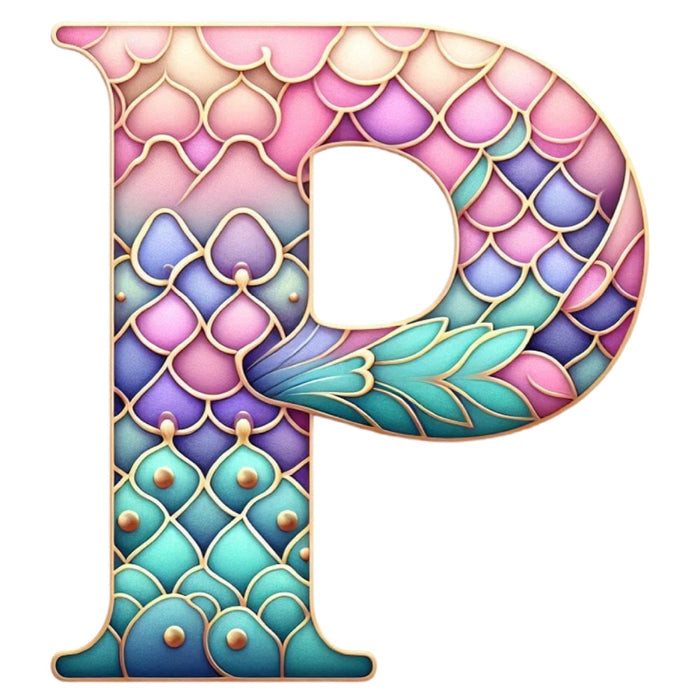 Mermaid Letter P Fabric Panel