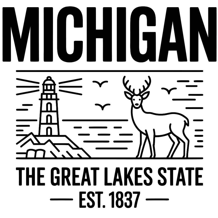 Michigan Black and White Fabric Panel