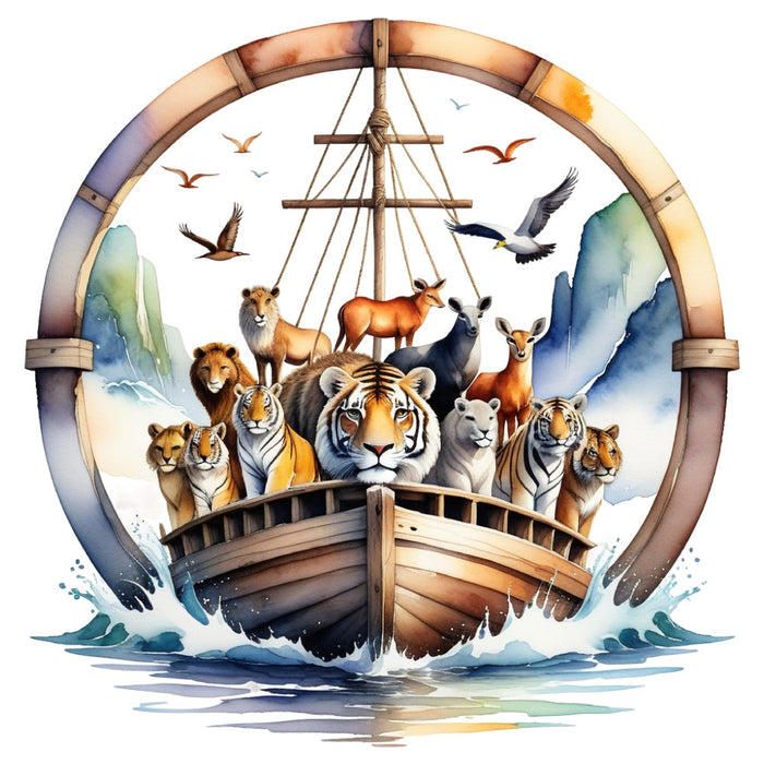 Noah's Ark Round Fabric Panel 16