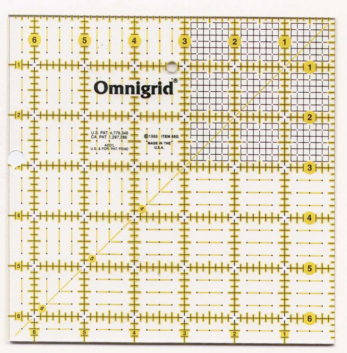 Omnigrid Ruler 6 1/2in x 6 1/2in With Grid