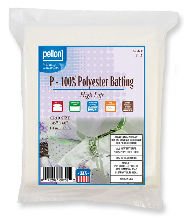 Pellon® Polyester Batting – 45" x 60" Crib Size Package