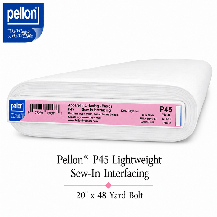 Pellon® P45 Lightweight Sew-In Interfacing – 20" x 48 Yard Bolt – White