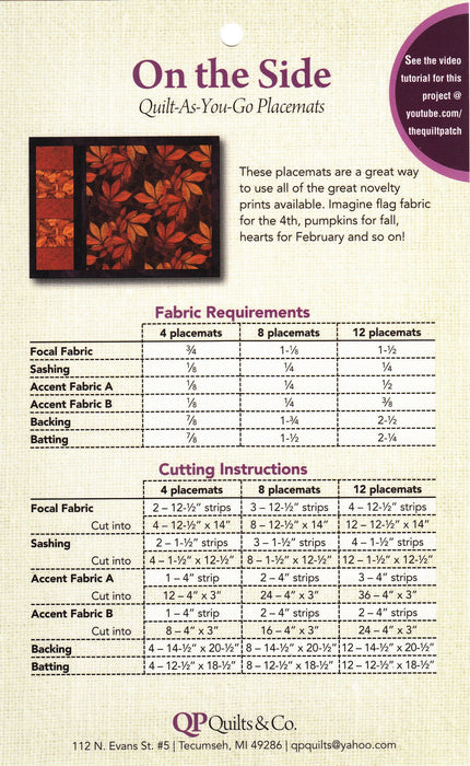 On the Side - Quilt-As-You-Go Placemats