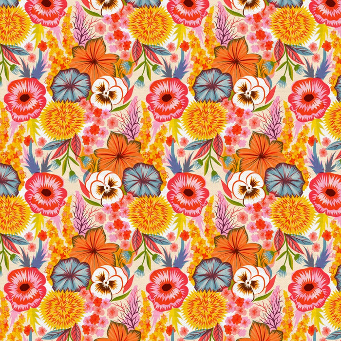 Multi Bubble Bath Flower Carpet Cotton Wideback 118" Fabric Per Yard