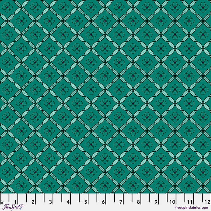 Enrapture by Giucy Giuce Tiles - Emerald Cotton 44"/45" Fabric Per Yard