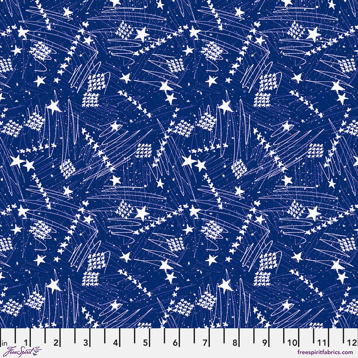 Stars in the Sky Small Blue Americana Cotton 44"/45" Fabric Per Yard