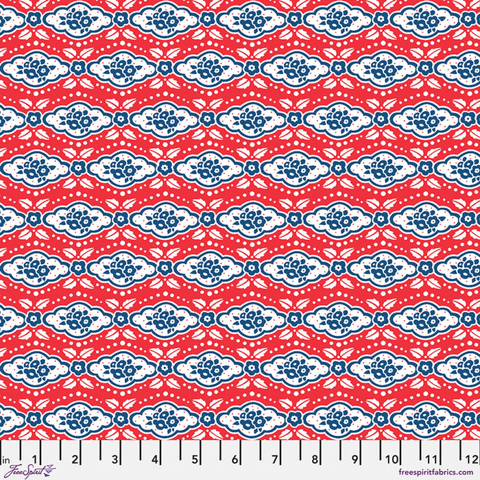 Red Maison Rouge Cotton 44"/45" Fabric Per Yard