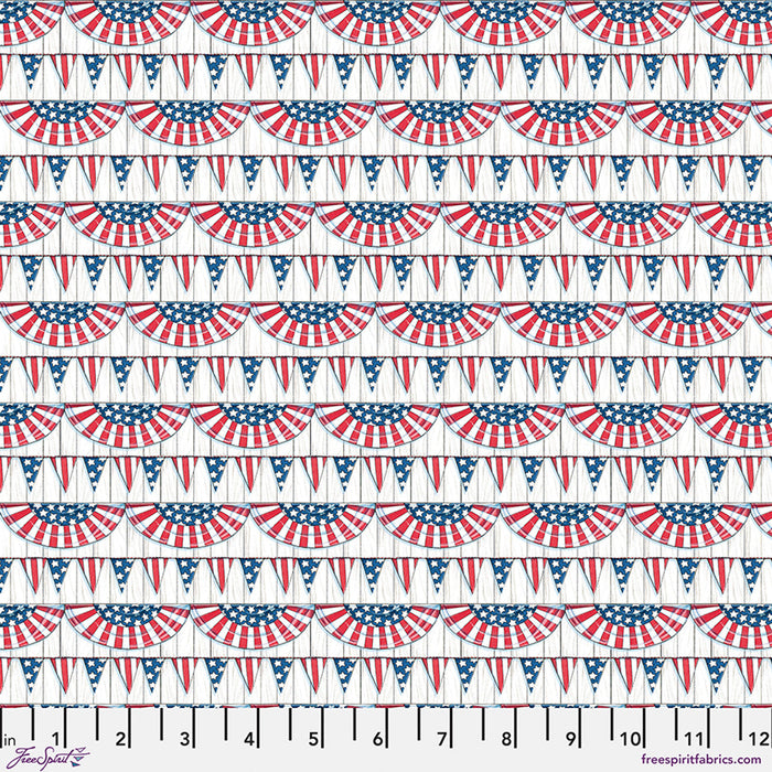 Red Americas Birthday Bunting Cotton 44"/45" Fabric Per Yard