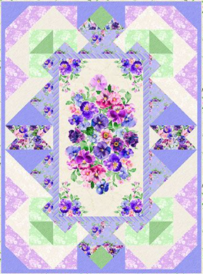 Pansy Fields WITHOUT BORDER Quilt Kit