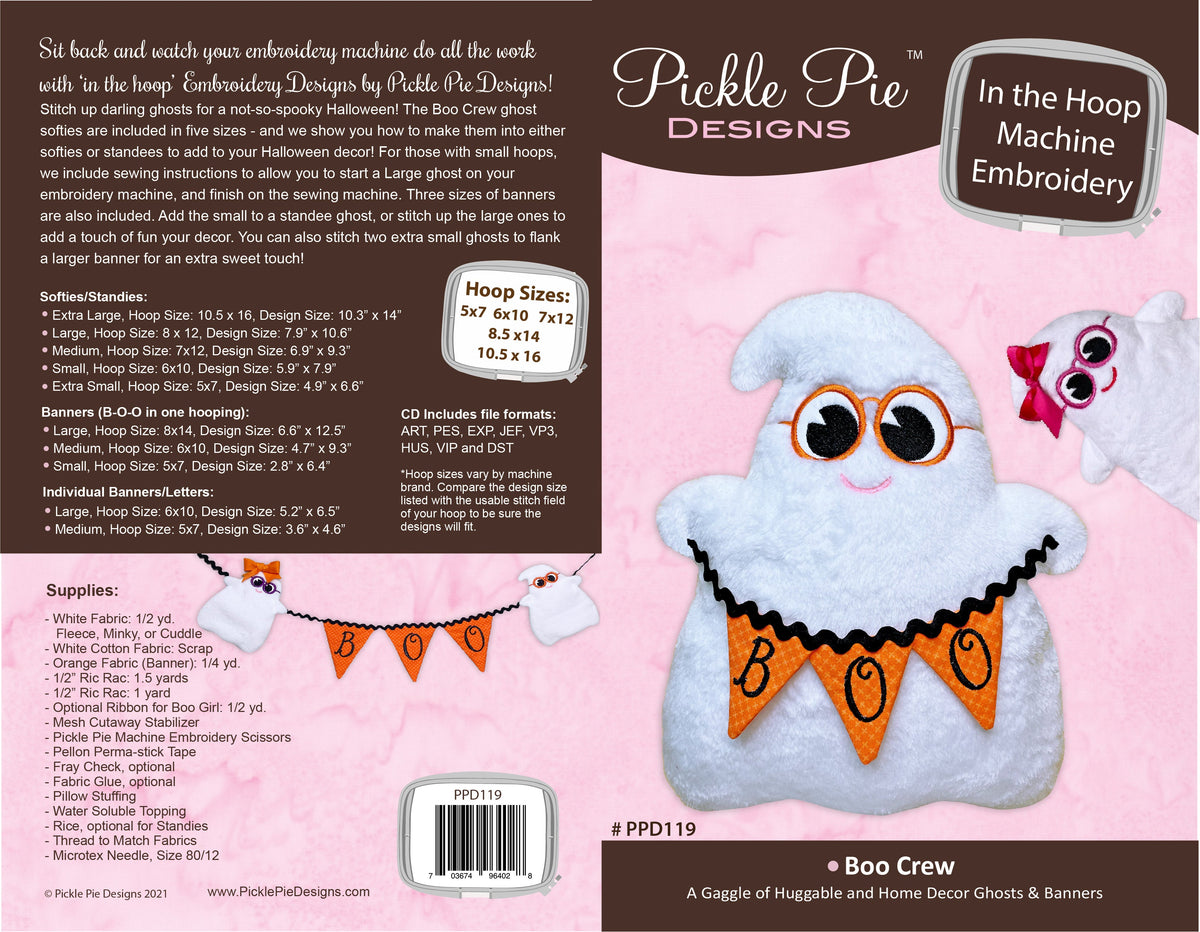 Boo Hc Boo Crew In the Hoop Embroidery Design Collection — High Country Quilts