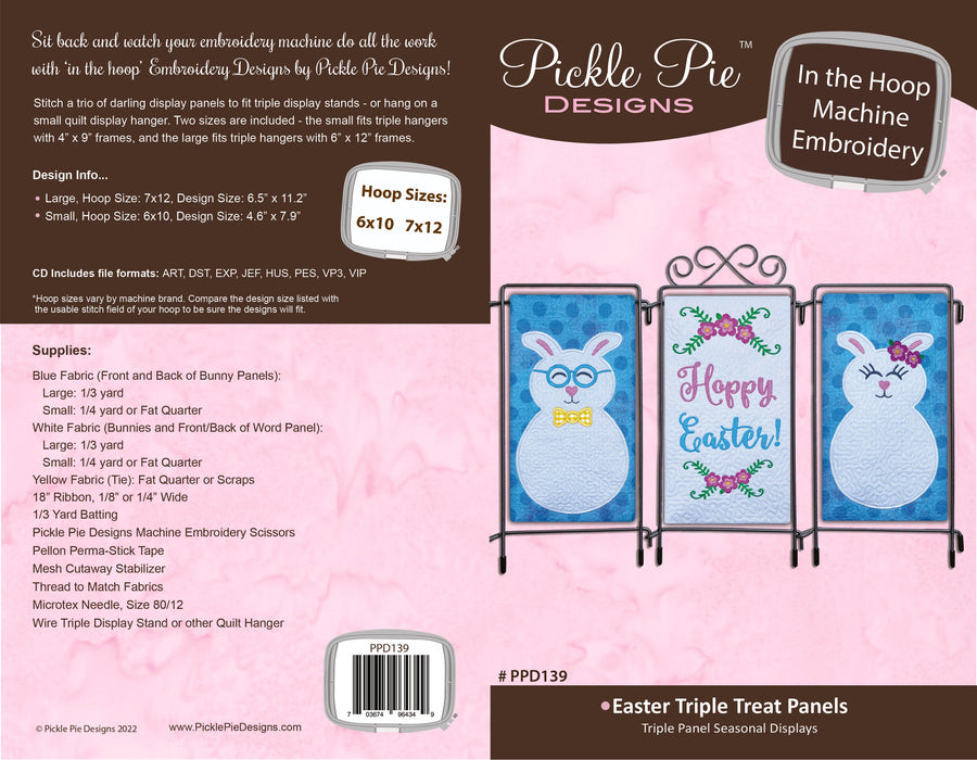 Easter Triple Panels In the Hoop Machine Embroidery Design Set