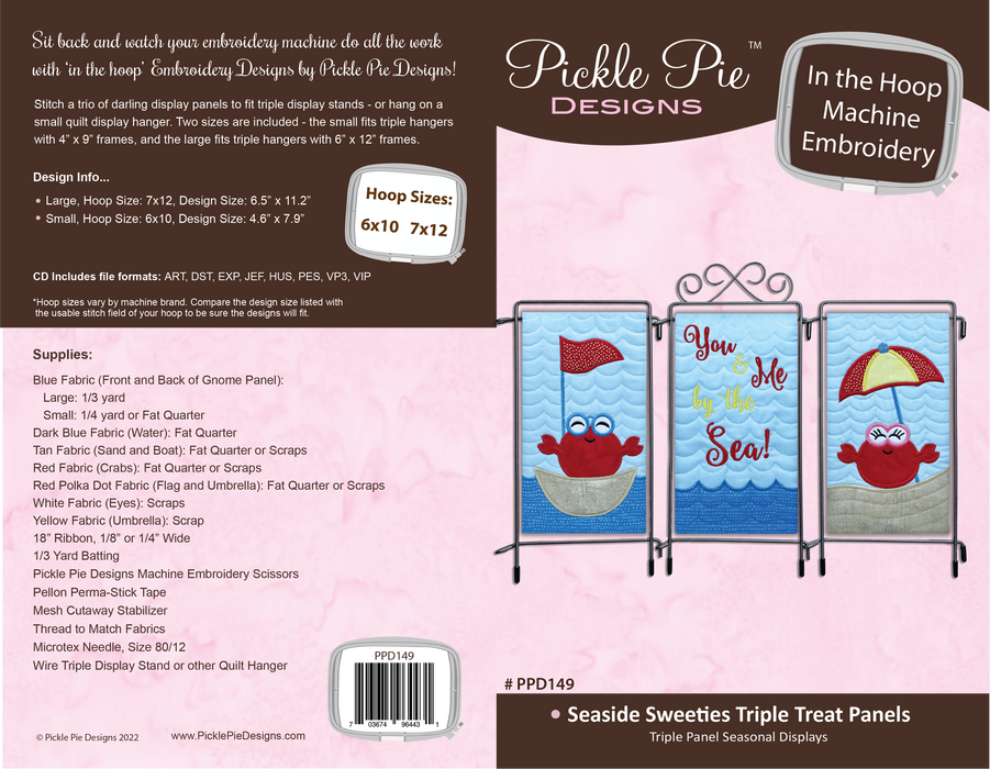 Seaside Sweeties Triple Treat Panels In the Hoop Embroidery Design Collection
