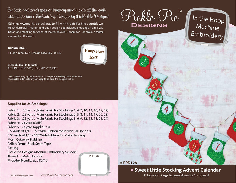 Sweet Little Stockings Advent Calendar In the Hoop Embroidery Design Collection