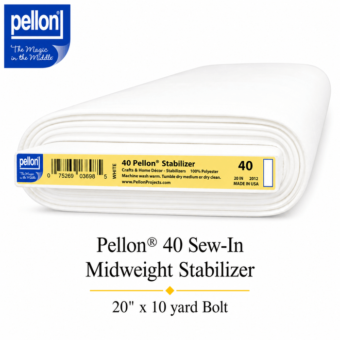 Pellon® 40 Sew-In Midweight Stabilizer – 20" x 10 Yard Bolt – White