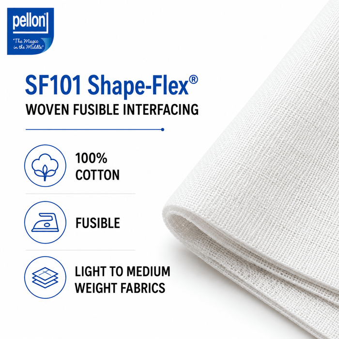 Pellon® SF101 Shape-Flex® Fusible Woven Cotton Interfacing – 20" x 10 Yard Bolt (Black)