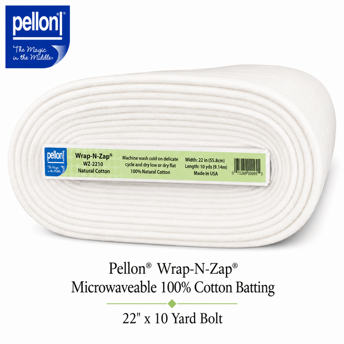 Pellon® Wrap-N-Zap® Microwaveable Cotton Batting – 22" x 10 Yard Bolt