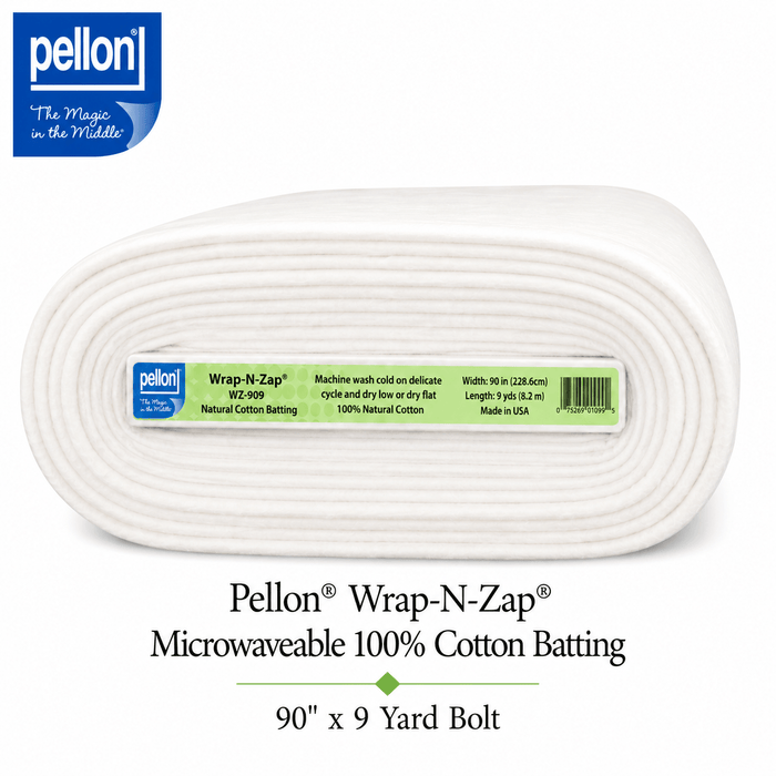Pellon® Wrap-N-Zap® Microwaveable 100% Cotton Batting – 90" x 9 Yard Bolt