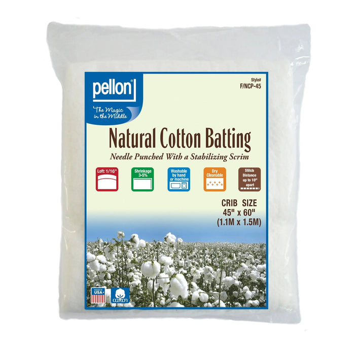 Pellon® Natural Cotton Batting With Scrim 45" x 60" Crib Size Package