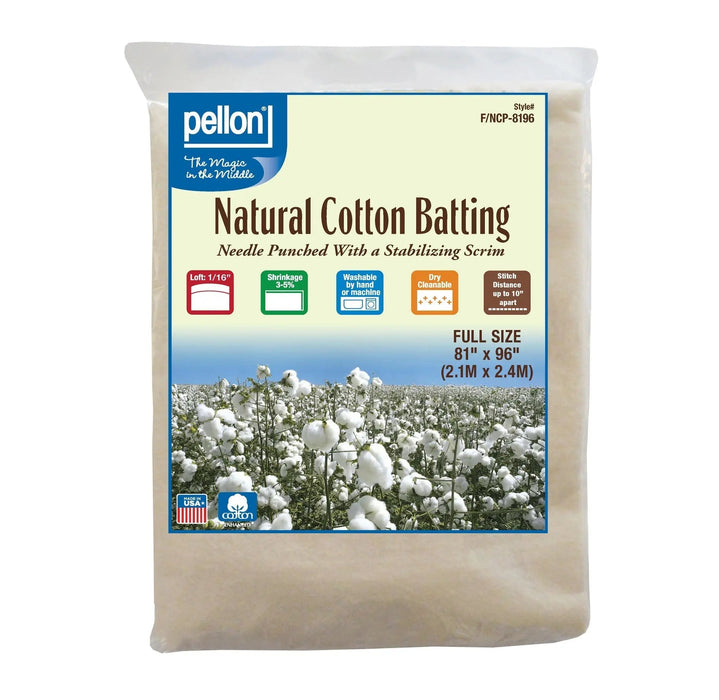 Pellon® Natural Cotton Batting With Scrim 81" x 96" Full Size Package