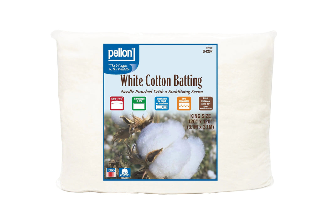 Pellon® White Cotton Batting With Scrim 120" x 120" King Size Package
