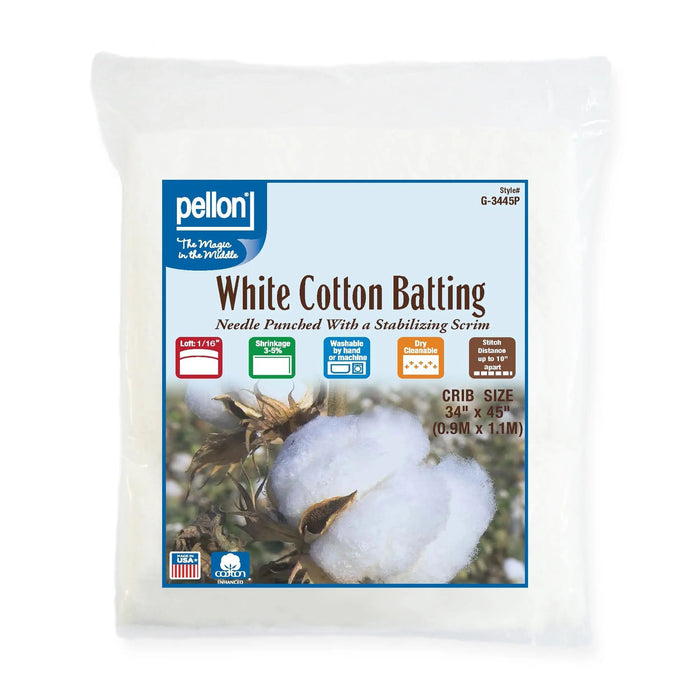 Pellon® White Cotton Batting With Scrim 34" x 45" Craft Size Package