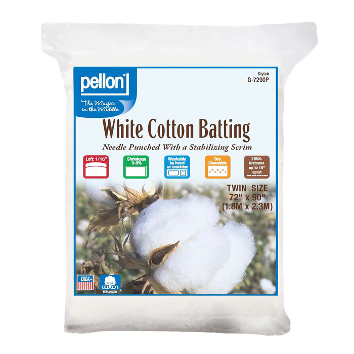 Pellon® White Cotton Batting With Scrim 72" x 90" Twin Size Package