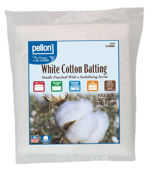 Pellon® White Cotton Batting With Scrim 81" x 96" Full Size Package