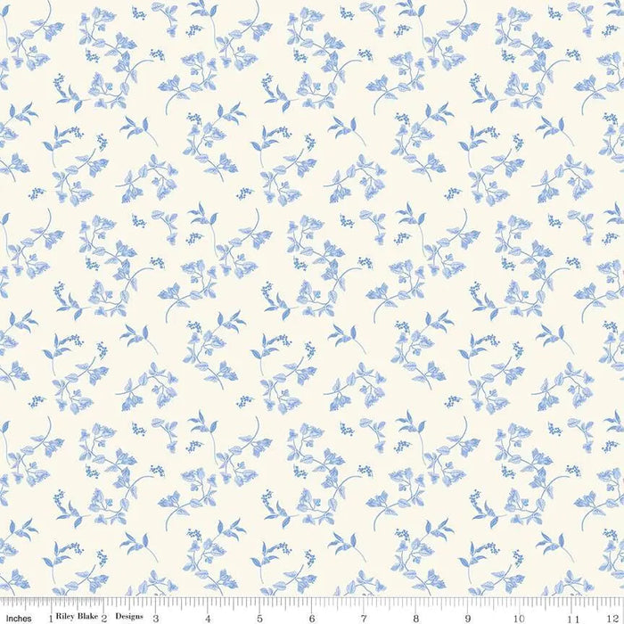 Penelope Stems Cream Cotton Wideback Fabric per yard