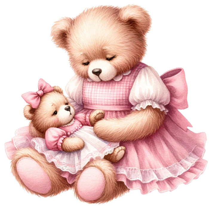 Pink Teddy Bears Fabric Panel 13