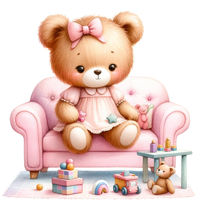 Pink Teddy Bears Fabric Panel 5
