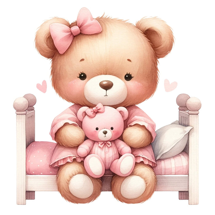 Pink Teddy Bears Fabric Panel 9