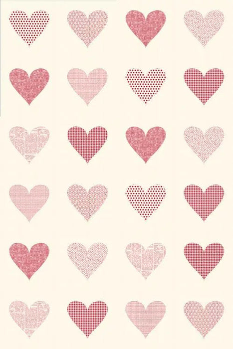 Printworks Flirt Unbleached Red Hearts Moda Digital Panel