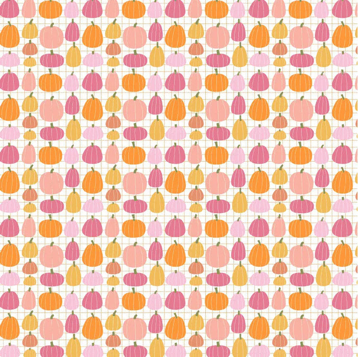 Pumpkin Patch Poppie Cotton White 44"/45" Fabric Per Yard