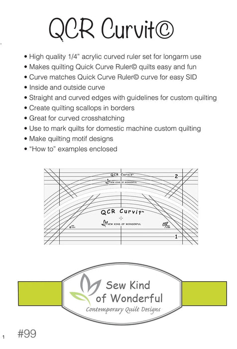 QCR Curvit Ruler for Longarm Quilting