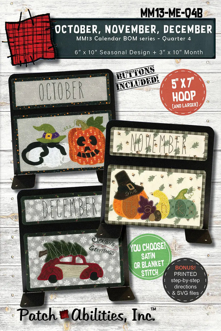 Quarter 4 Calendar Series Machine Embroidery with Buttons — High ...