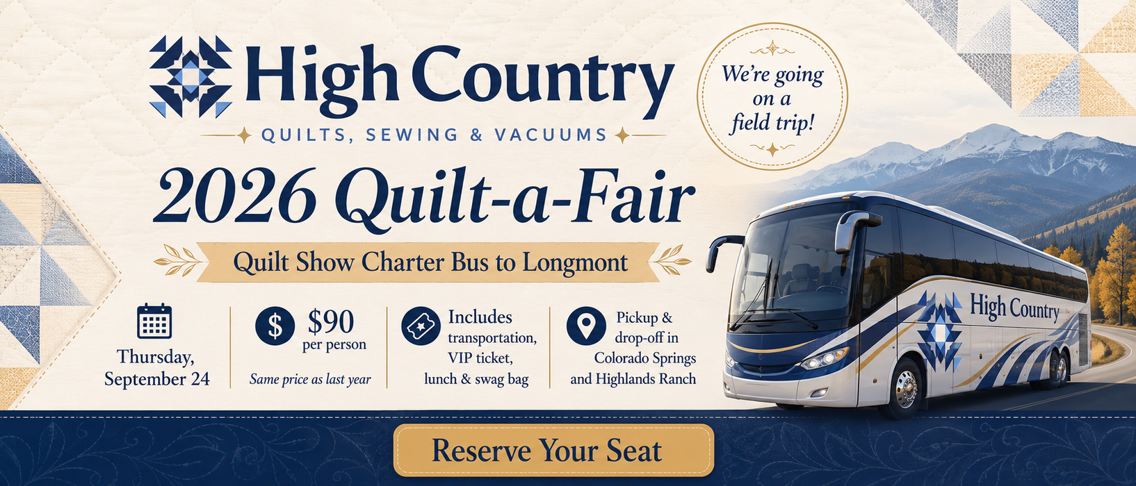 2026 Quilt-a-Fair Quilt Show Charter Bus to Longmont