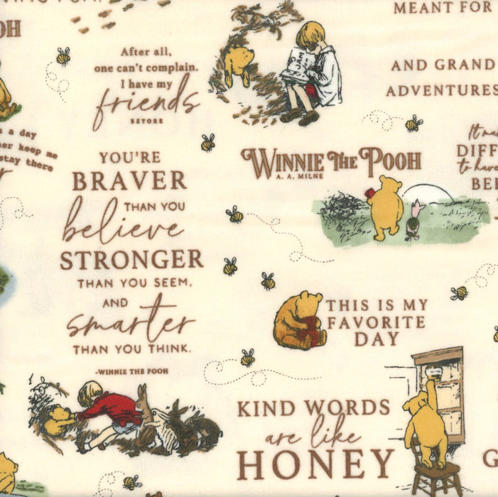 RB Winnie The Pooh Flannel Quotes Cream