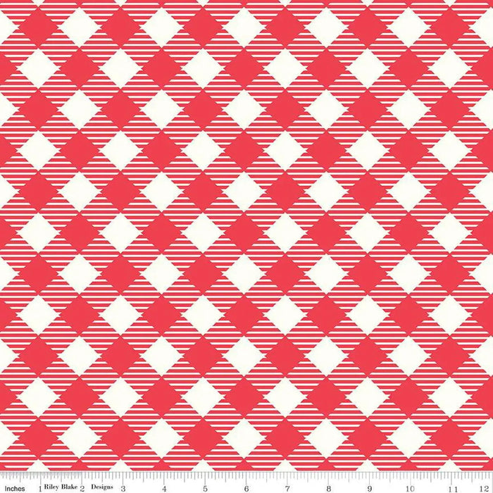 Red Cayenne Lori Holt Bee Ginghams Cotton Wideback Fabric per yard