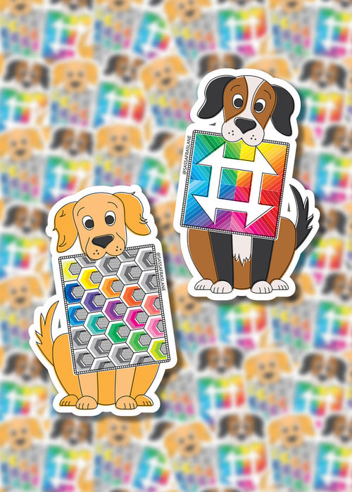 Mini Quilts with Dogs Stickers