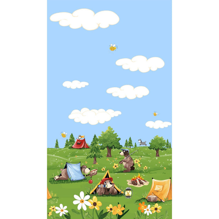 Barron Goes Camping Border Light Blue