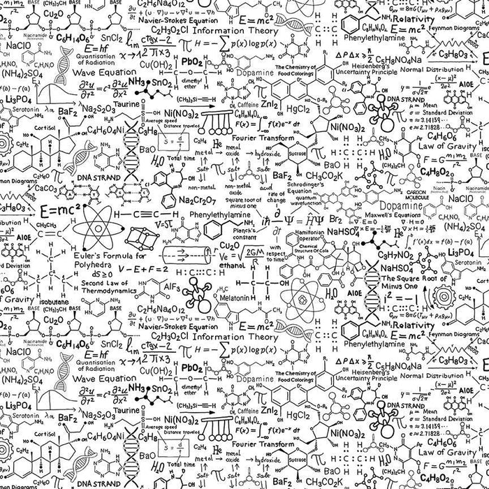 White Scientific Formulas Cotton 44"/45" Fabric Per Yard