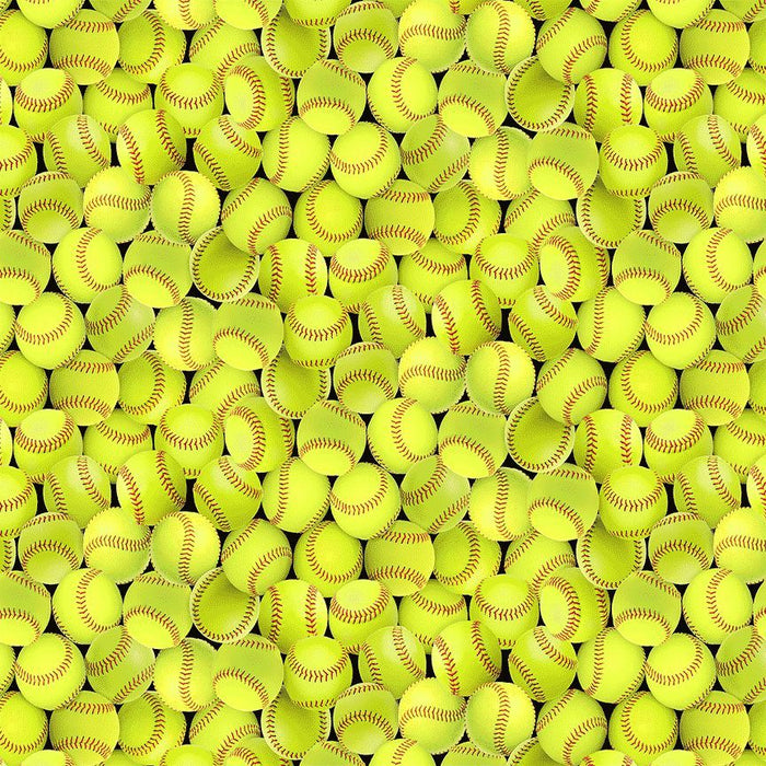 Yellow Packed Softball Fitness Fanatic 44"/45" Fabric Per Yard