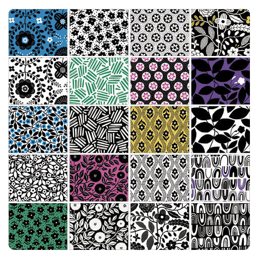 Black,White and Bloom Strip-pie Pre-Cuts