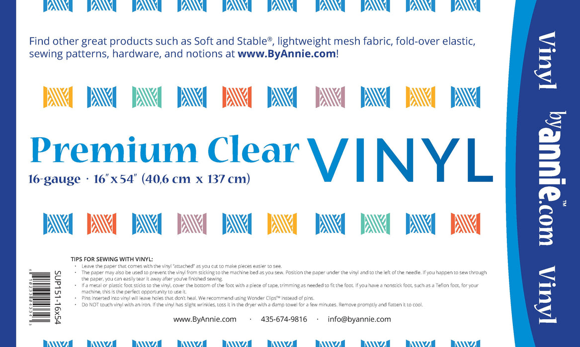 ByAnnie Premium Clear Vinyl - 16in x 54in