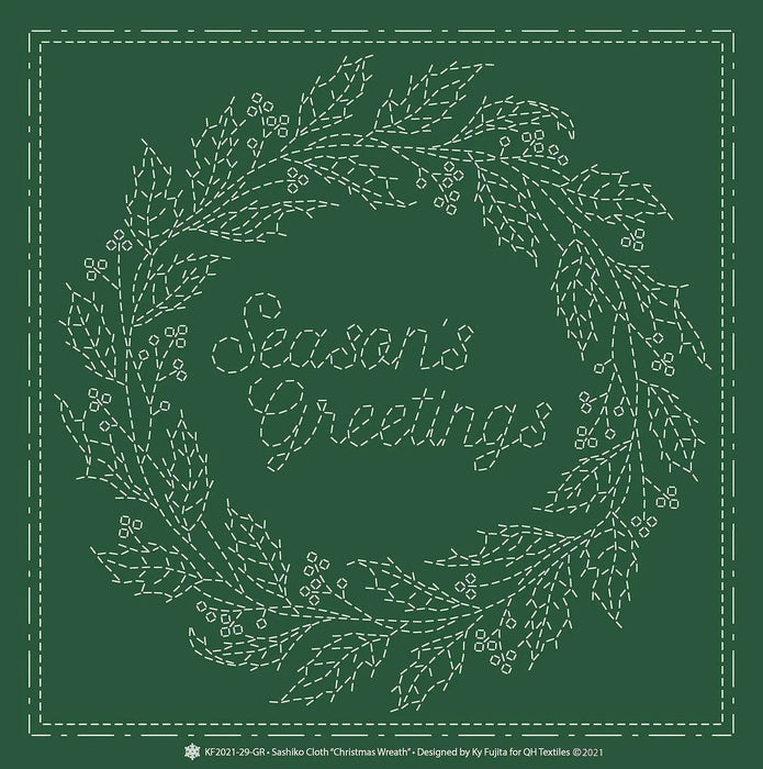 Sashiko Cloth Christmas WreathGR