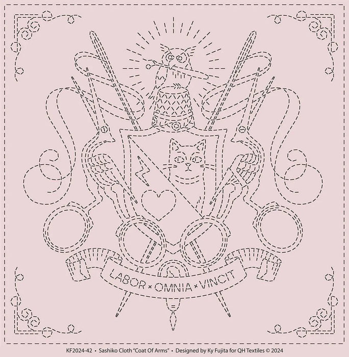 Sashiko Cloth Coat Of Arms Ash Pink