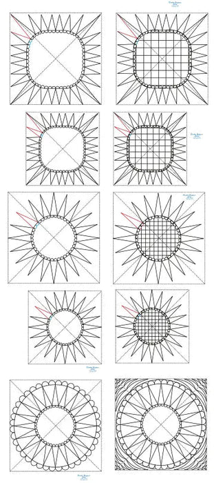 282 Heart and Pineapple Blocks B Pantograph by Linda V. Taylor