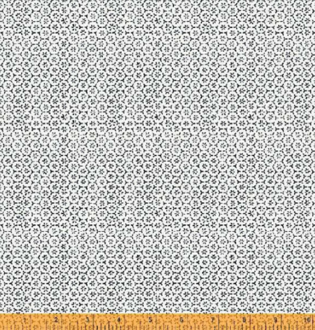 WD 53296-3 Ivory Stitched Hexie Indigo Stitches-Whistler Studios