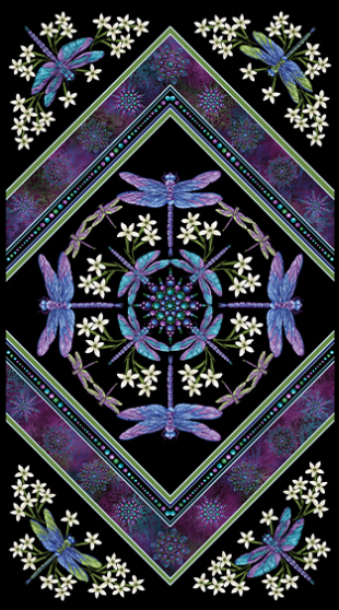 BE Dragonfly Wonder Panel Black/Plum 24" x 44"