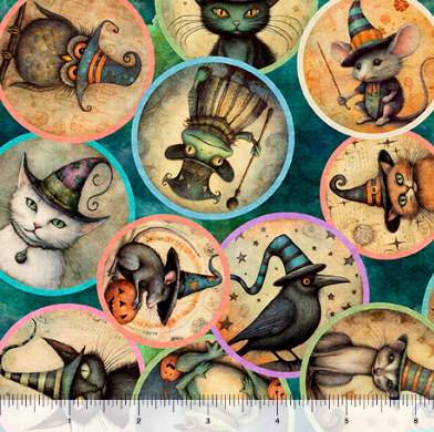 QT Animal Witches Medallions Teal - Witchypoo